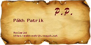 Pákh Patrik névjegykártya